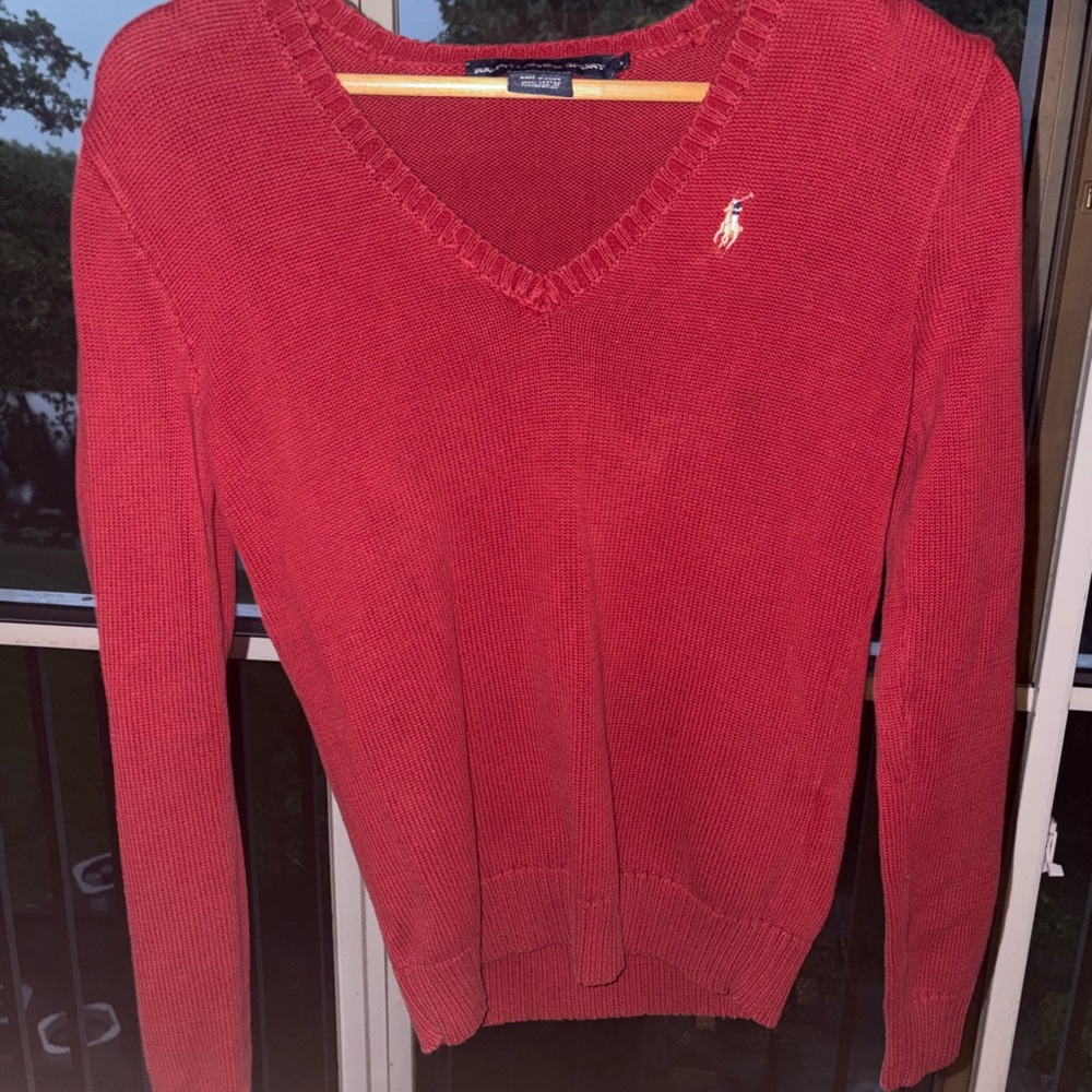 Ralph Lauren Women's V-Neck Sweater in Red